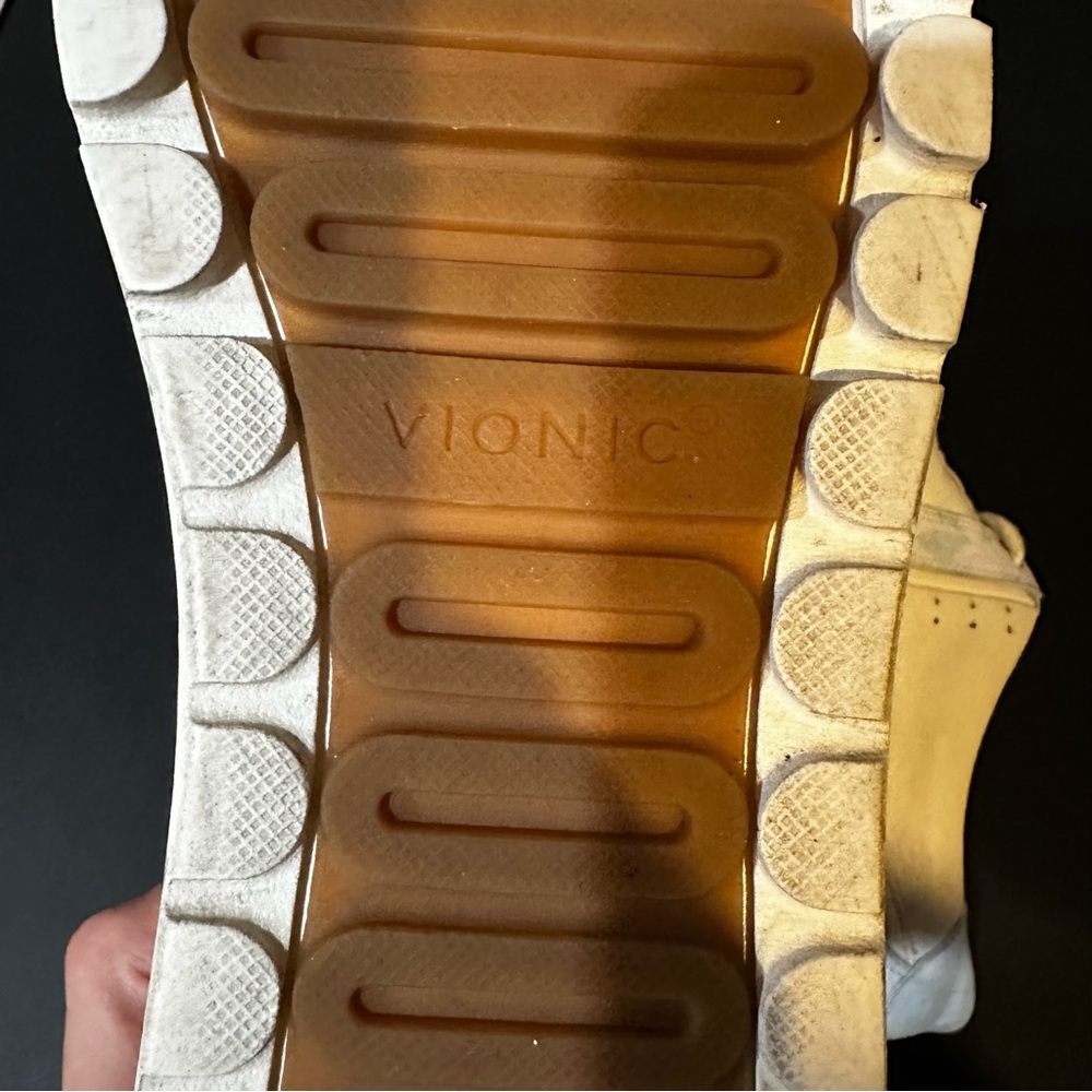 Vionic Cream Leather Sneakers with Pastel Floral Accents - Picture 8 of 11